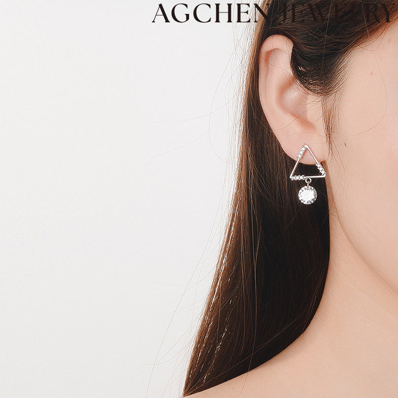 AG Triangle Zirconia Earrings