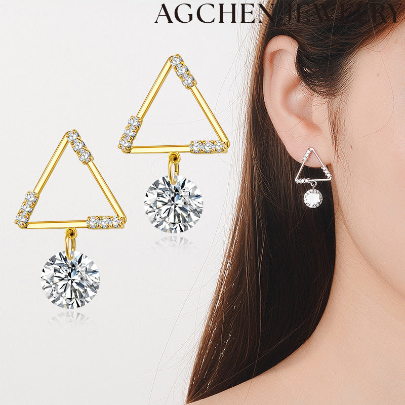 AG Triangle Zirconia Earrings