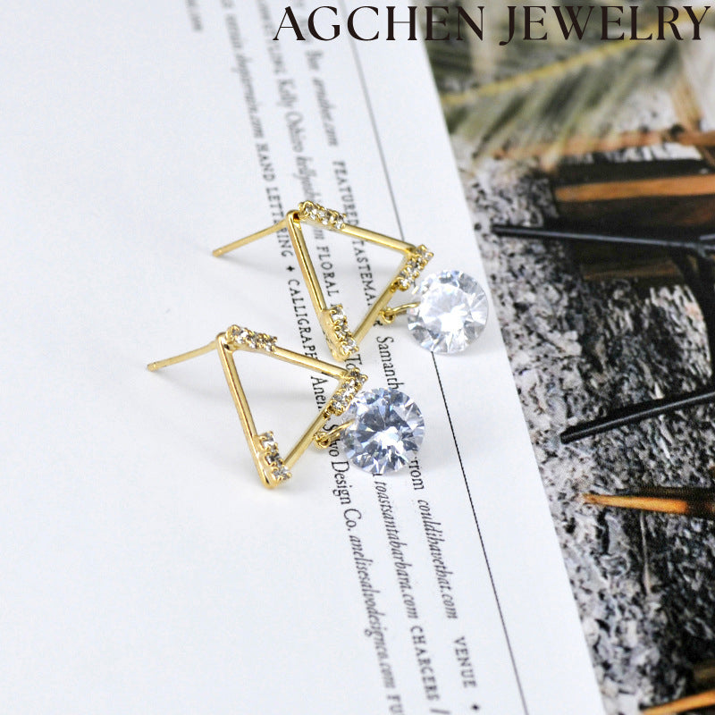 AG Triangle Zirconia Earrings