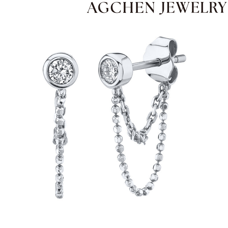 AG Chain and Zircon Earrings