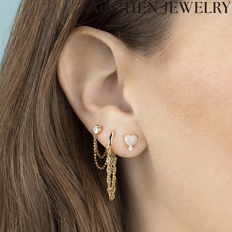 AG Chain and Zircon Earrings