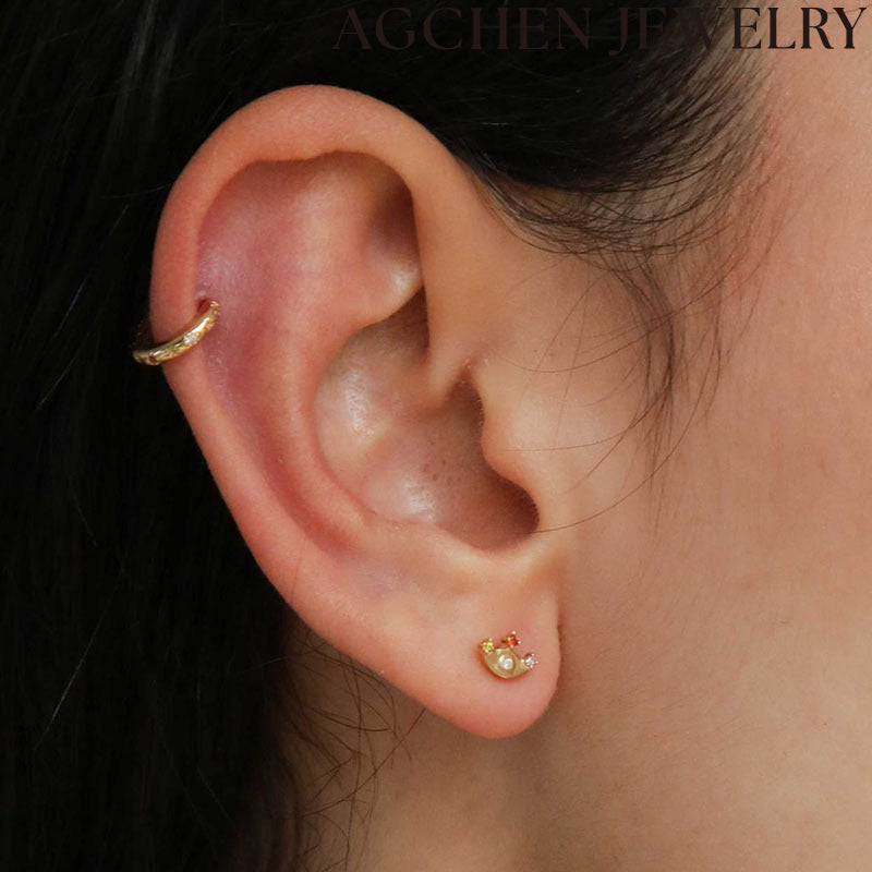 AG Eye-Shaped Zirconia Stud Earrings