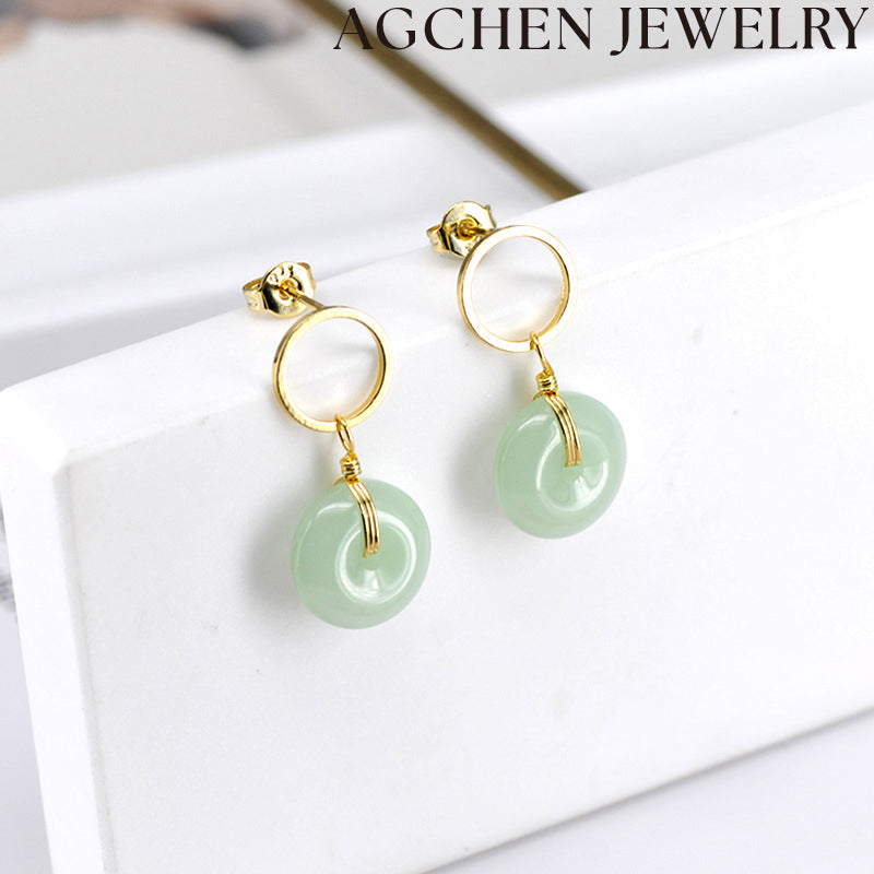 AG Green Circular Jade Earrings
