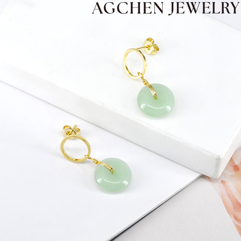AG Green Circular Jade Earrings