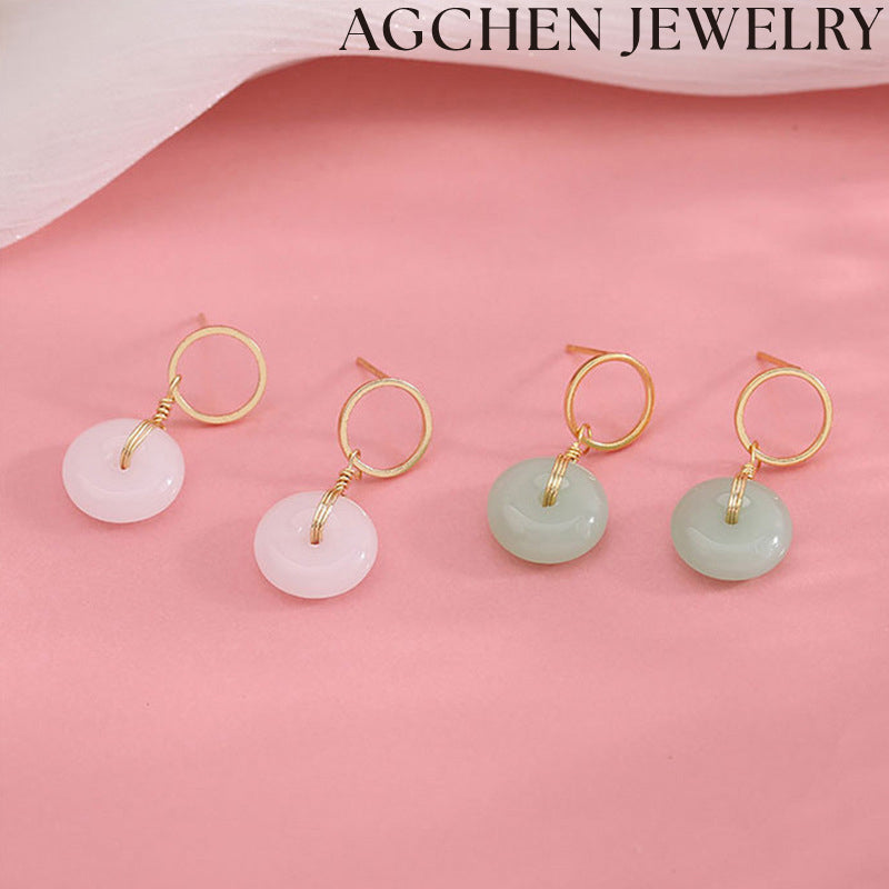 AG Green Circular Jade Earrings