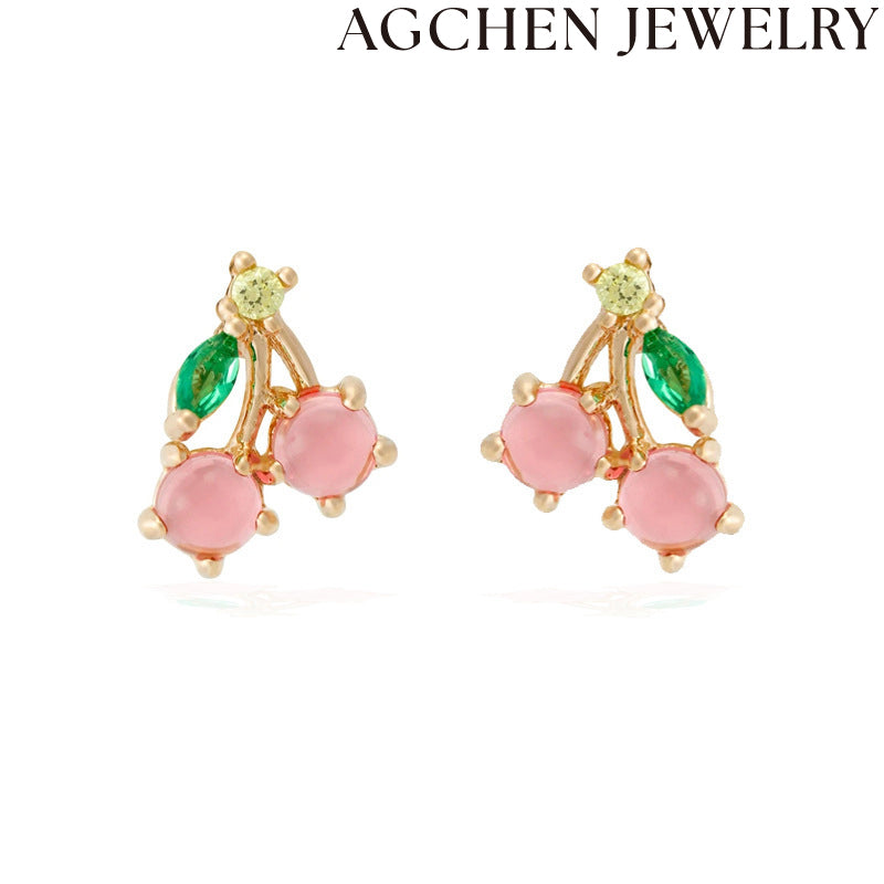 AG Cute Zirconia Fruit Stud Earrings
