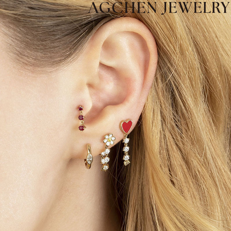 AG White Resin Flower Chain Earrings