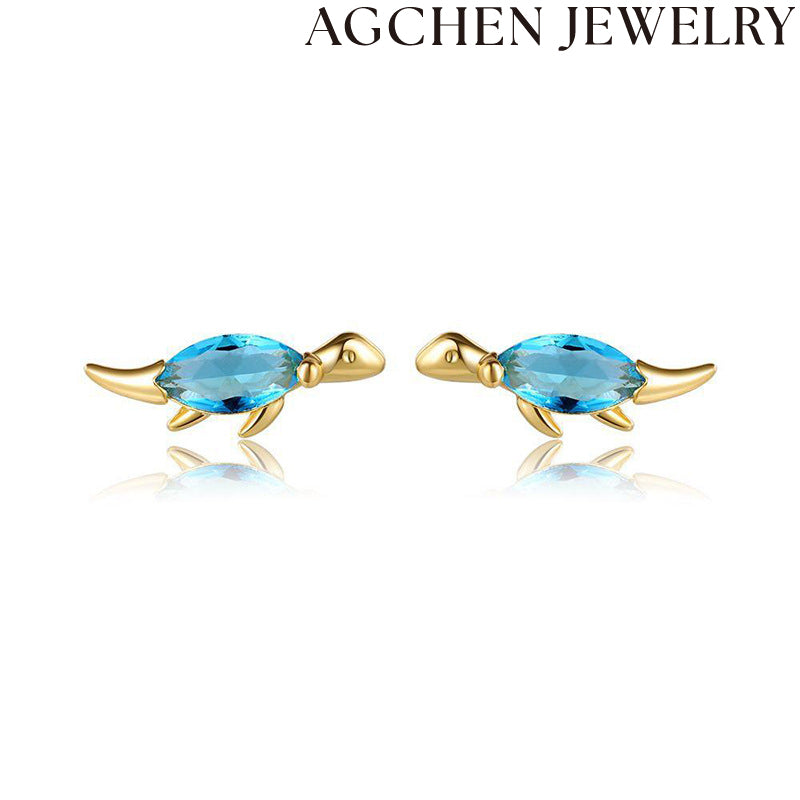 AG Colorful Dinosaur Zirconia Earrings