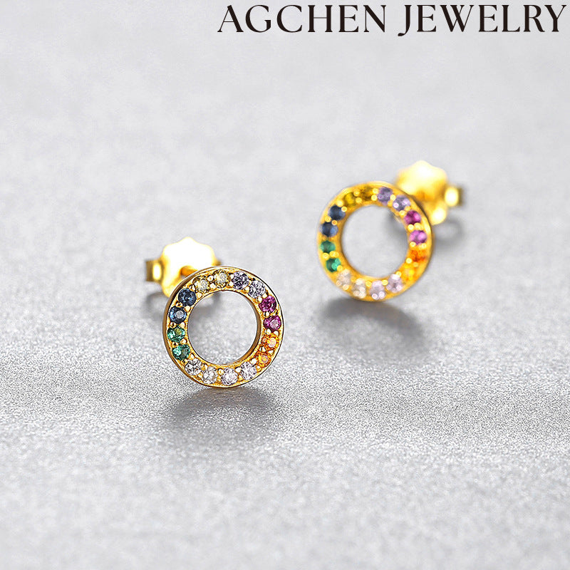 AG Colorful Zirconia Hoop Earrings