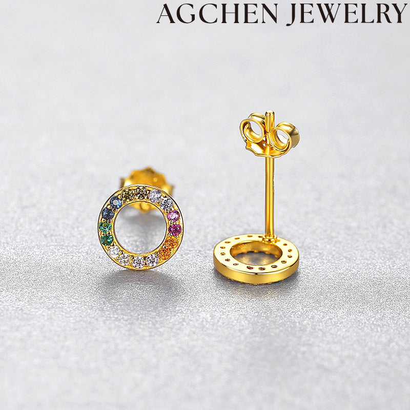 AG Colorful Zirconia Hoop Earrings