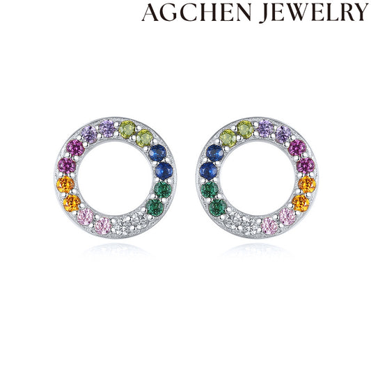AG Colorful Zirconia Hoop Earrings