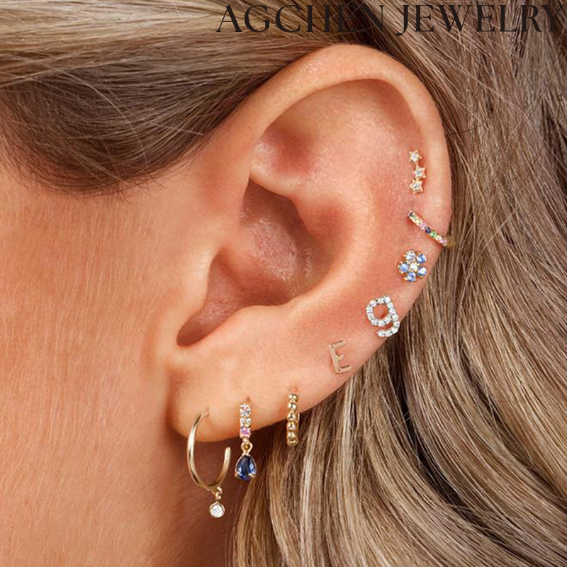 AG Blue Teardrop Zirconia Earrings