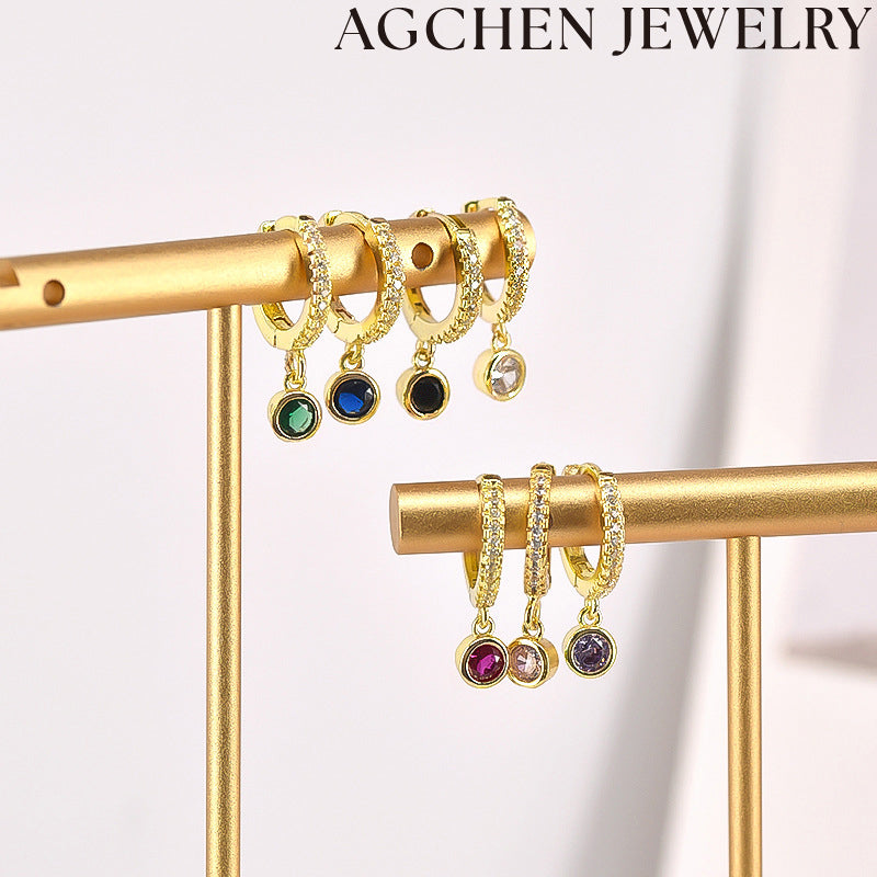 AG Round Zirconia Hoop Earrings