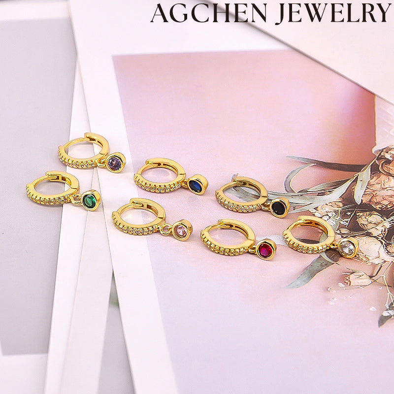 AG Round Zirconia Hoop Earrings