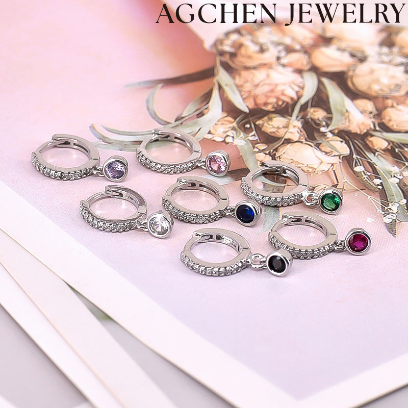 AG Round Zirconia Hoop Earrings