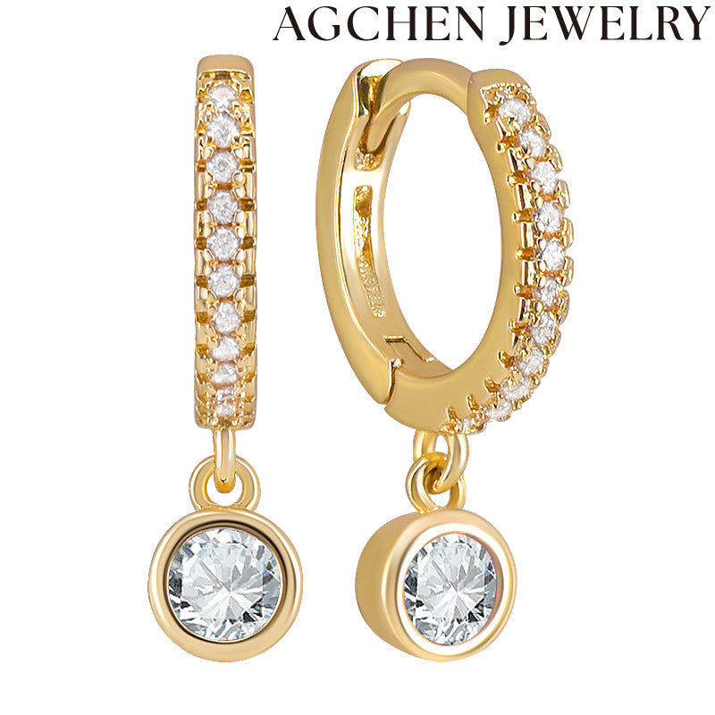 AG Round Zirconia Hoop Earrings