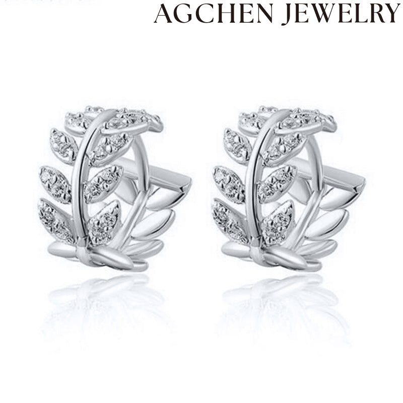 AG Leaf Zirconia Earrings