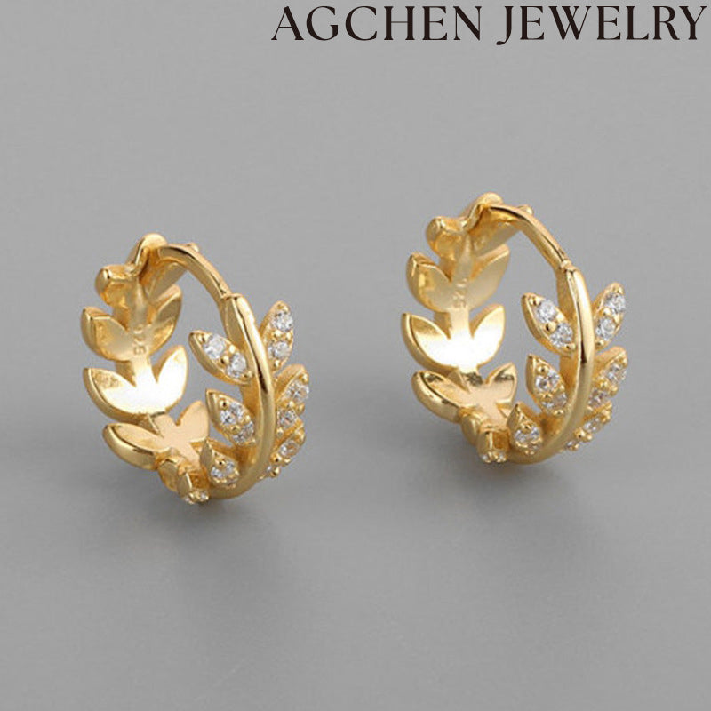 AG Leaf Zirconia Earrings