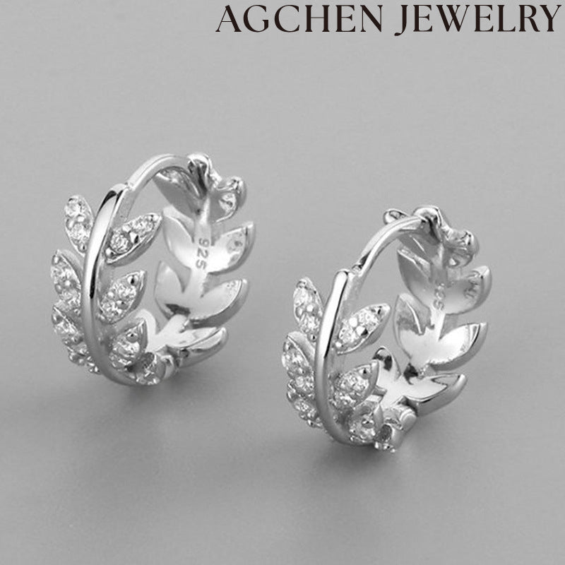 AG Leaf Zirconia Earrings