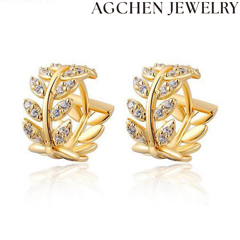 AG Leaf Zirconia Earrings
