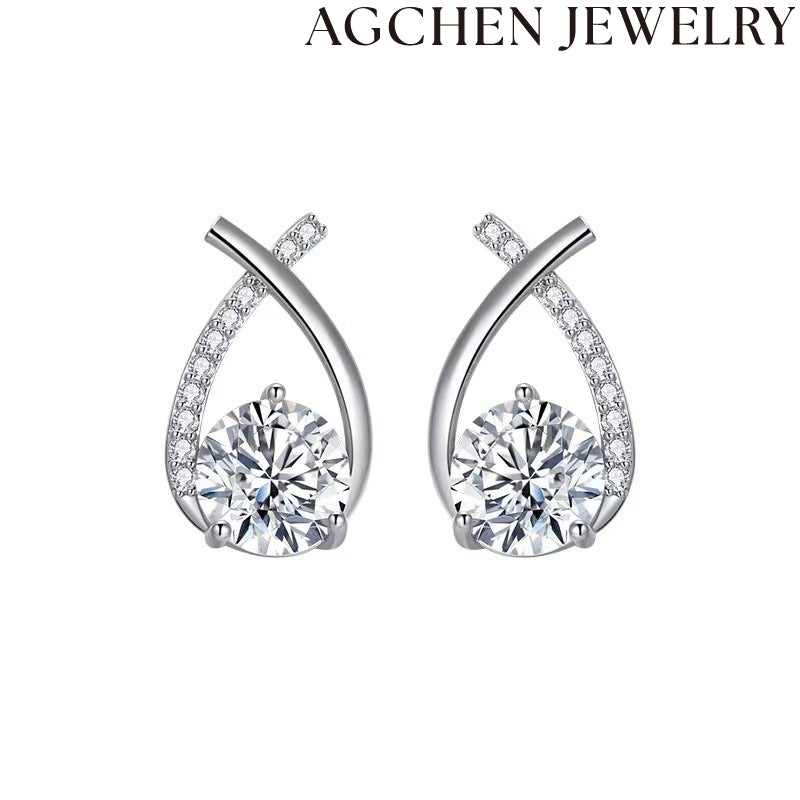 AG White Teardrop Zirconia Earrings