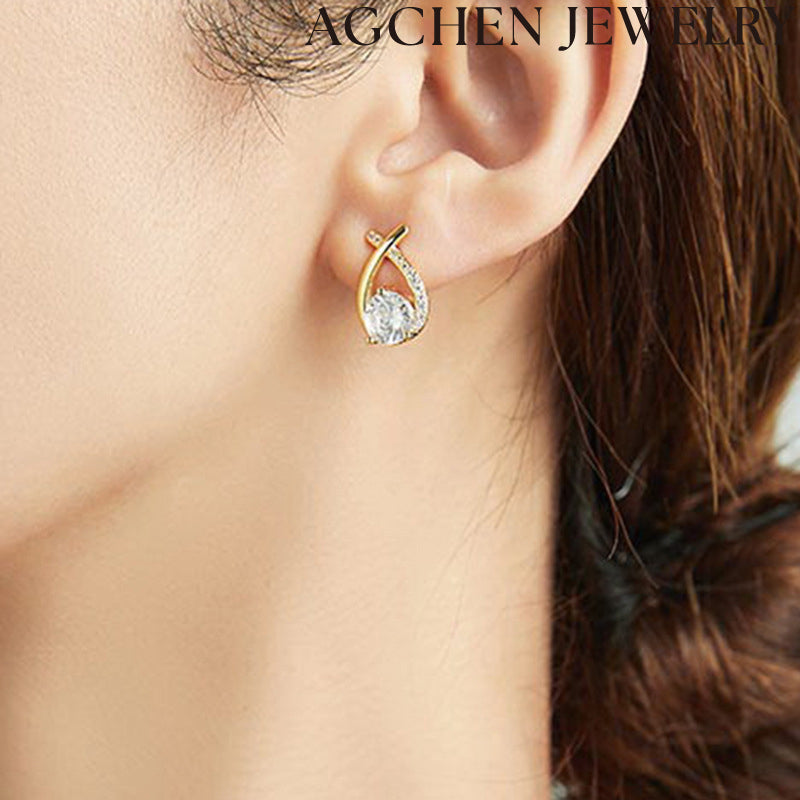 AG White Teardrop Zirconia Earrings