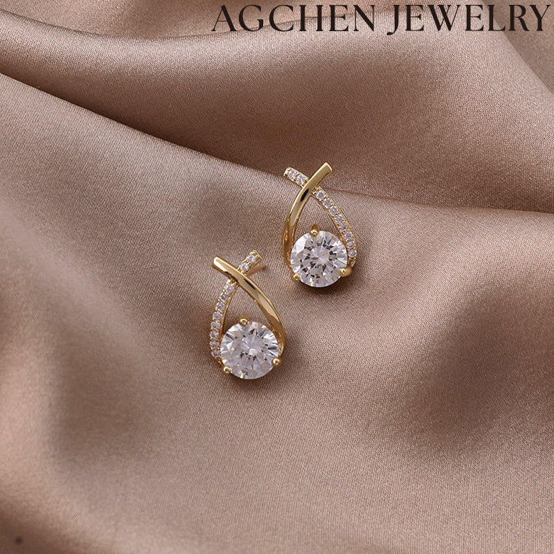 AG White Teardrop Zirconia Earrings