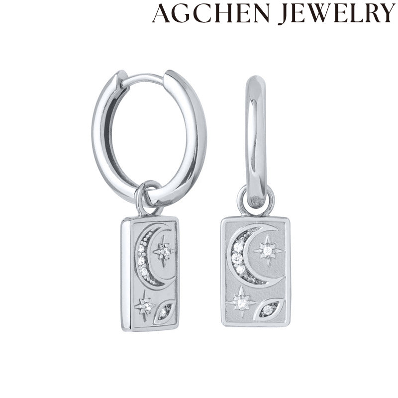 AG Moon and Star Zirconia Earrings