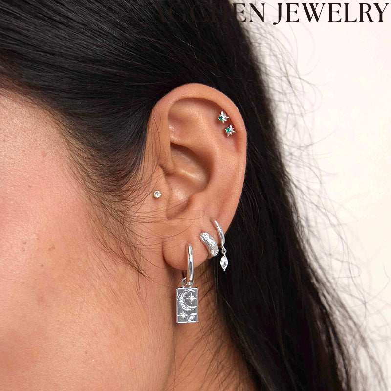 AG Moon and Star Zirconia Earrings