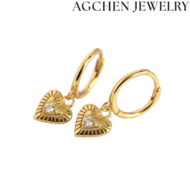 AG Heart-Shaped Zirconia Earrings