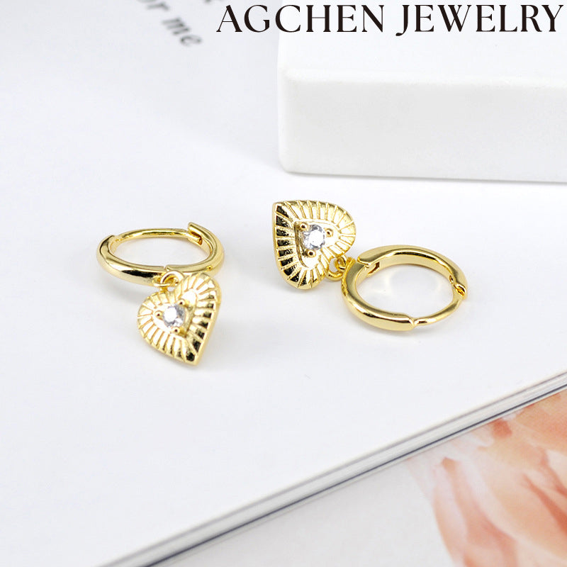 AG Heart-Shaped Zirconia Earrings