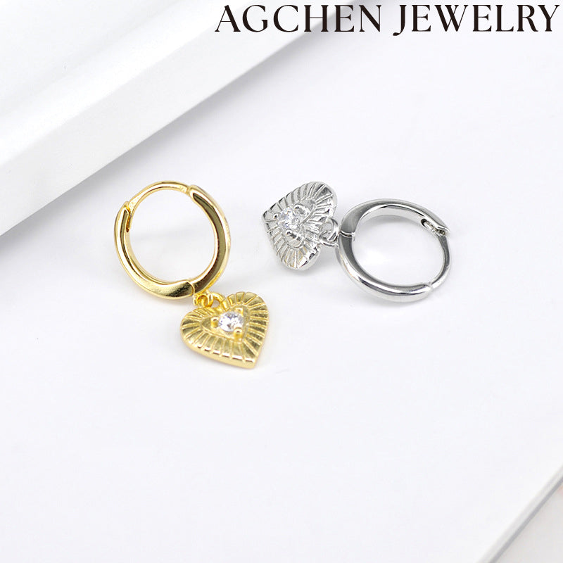 AG Heart-Shaped Zirconia Earrings