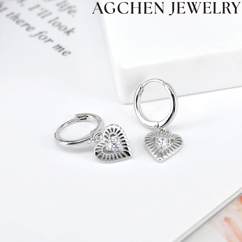 AG Heart-Shaped Zirconia Earrings