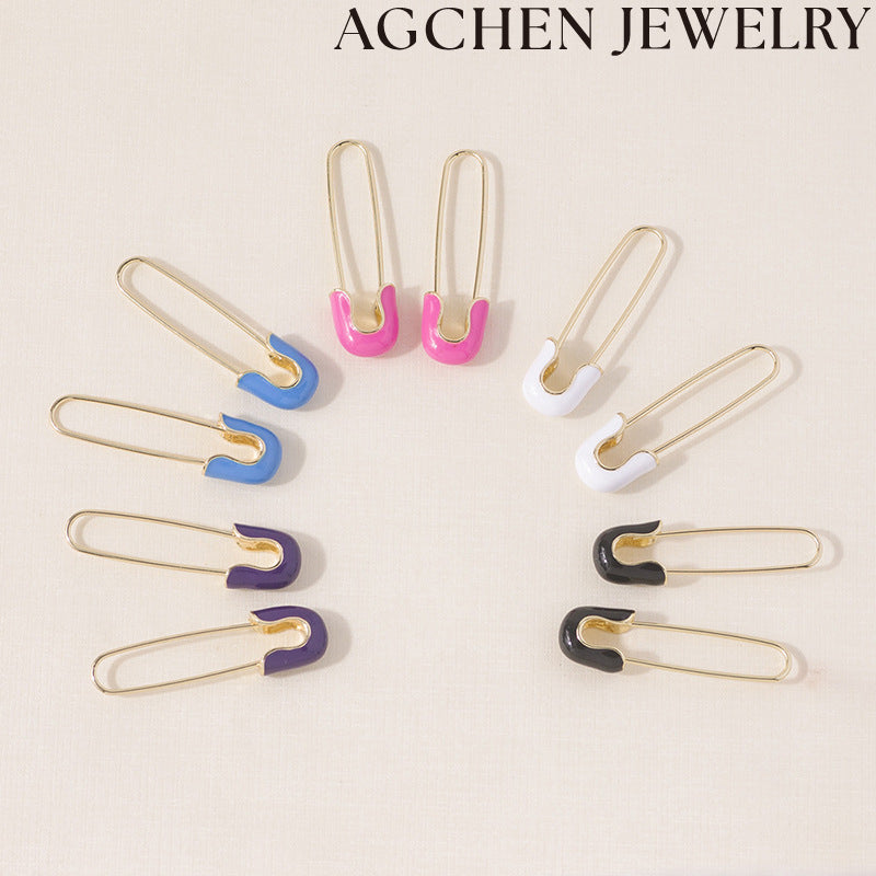 AG Lapel Pin-Shaped Enamel Earrings