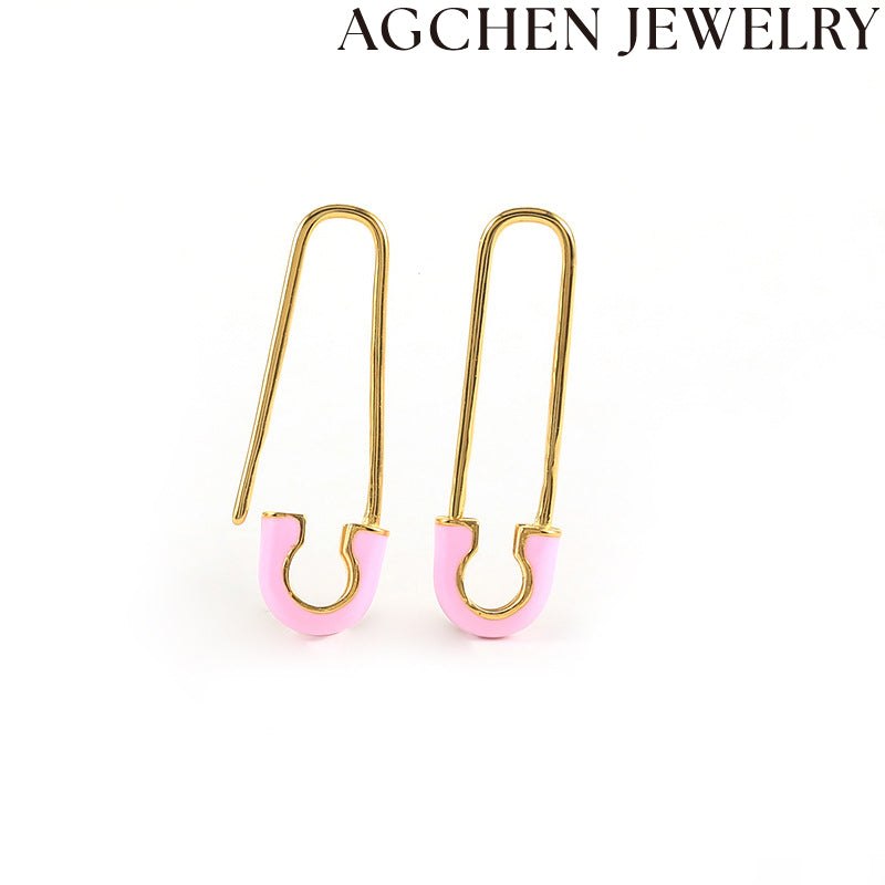 AG Lapel Pin-Shaped Enamel Earrings