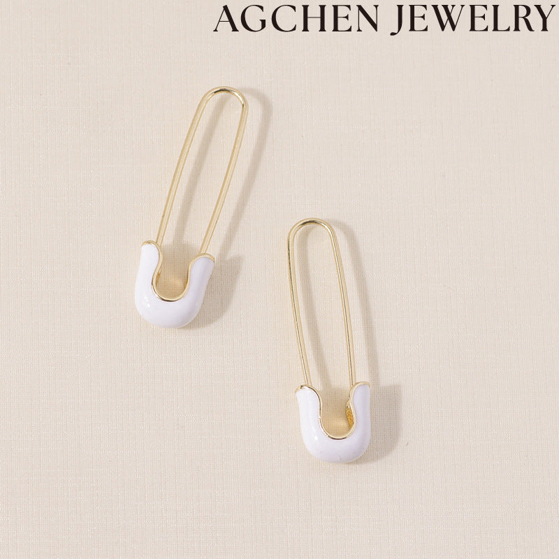 AG Lapel Pin-Shaped Enamel Earrings