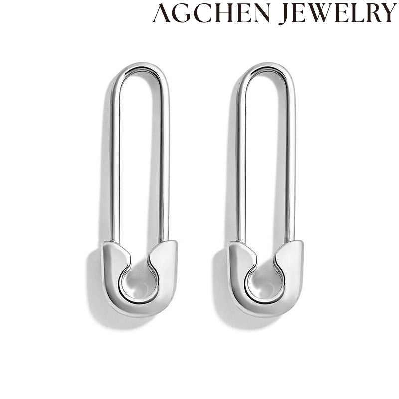 AG Lapel Pin-Shaped Enamel Earrings