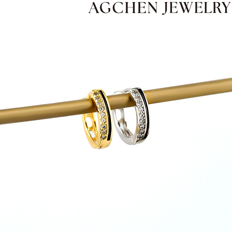 AG Zirconia Studded Circle Earrings