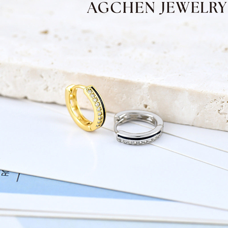 AG Zirconia Studded Circle Earrings