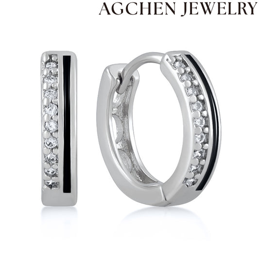 AG Zirconia Studded Circle Earrings