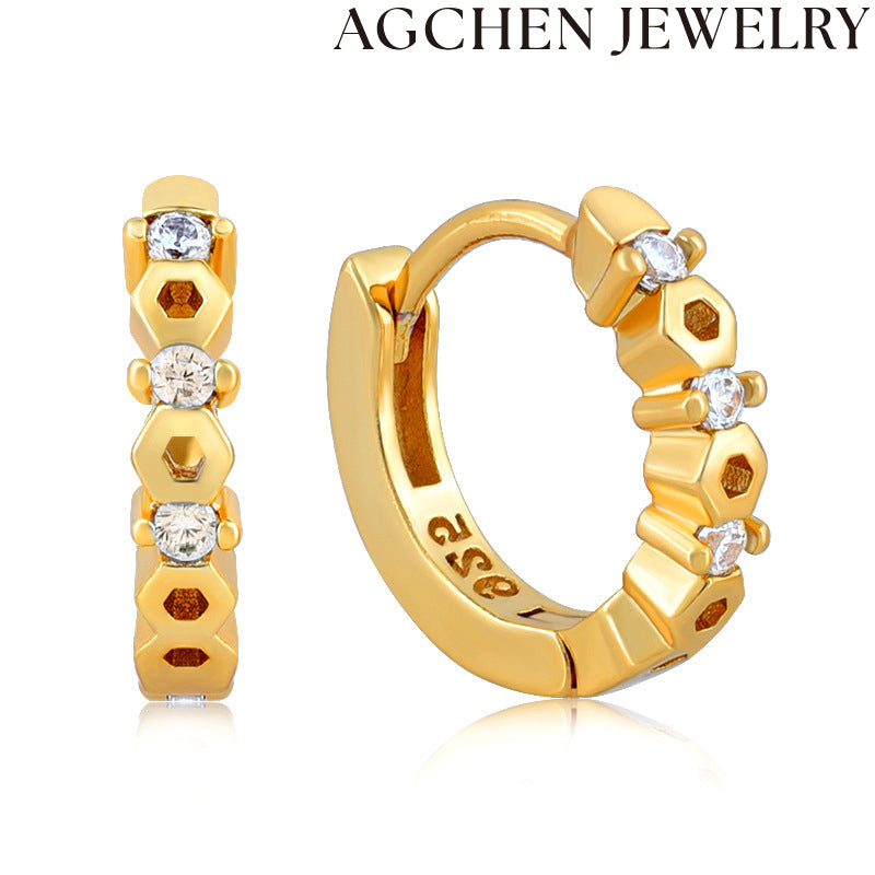 AG White Zirconia Hoop Earrings