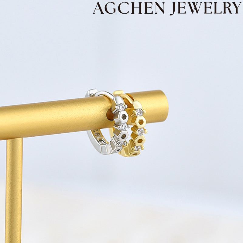 AG White Zirconia Hoop Earrings