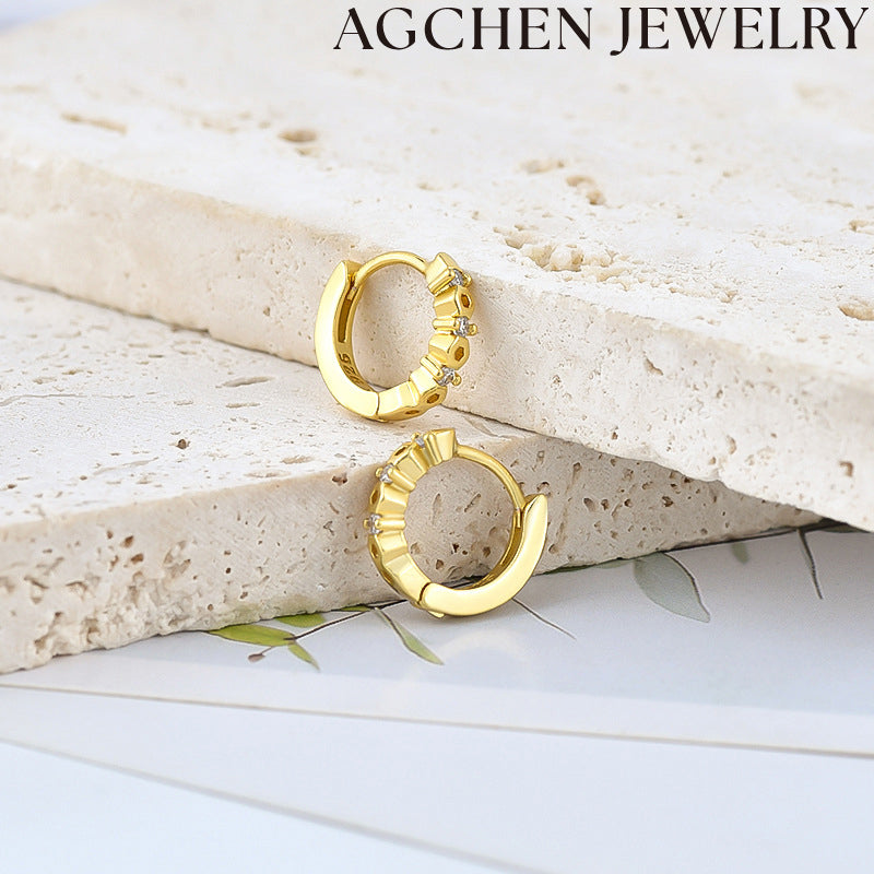 AG White Zirconia Hoop Earrings