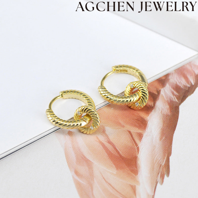 AG Double Loop Zirconia Earrings