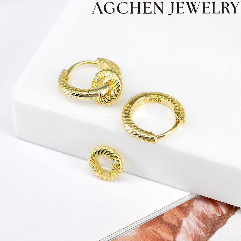AG Double Loop Zirconia Earrings
