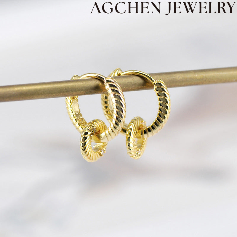 AG Double Loop Zirconia Earrings