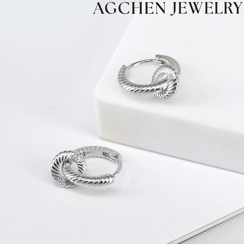 AG Double Loop Zirconia Earrings