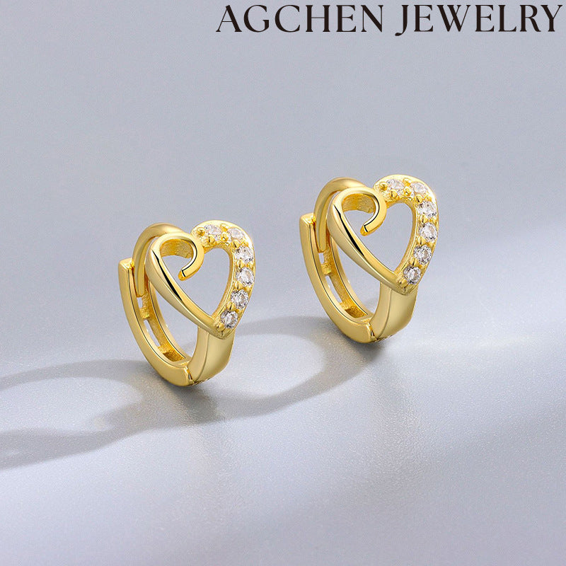 AG Elegant Heart-Shaped Zirconia Earrings