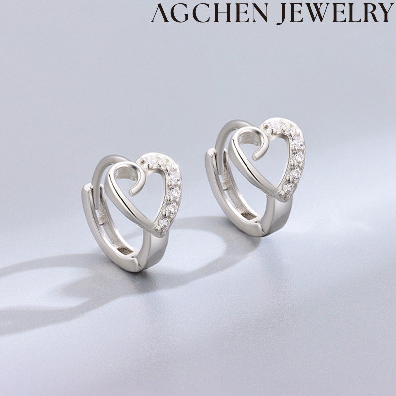 AG Elegant Heart-Shaped Zirconia Earrings