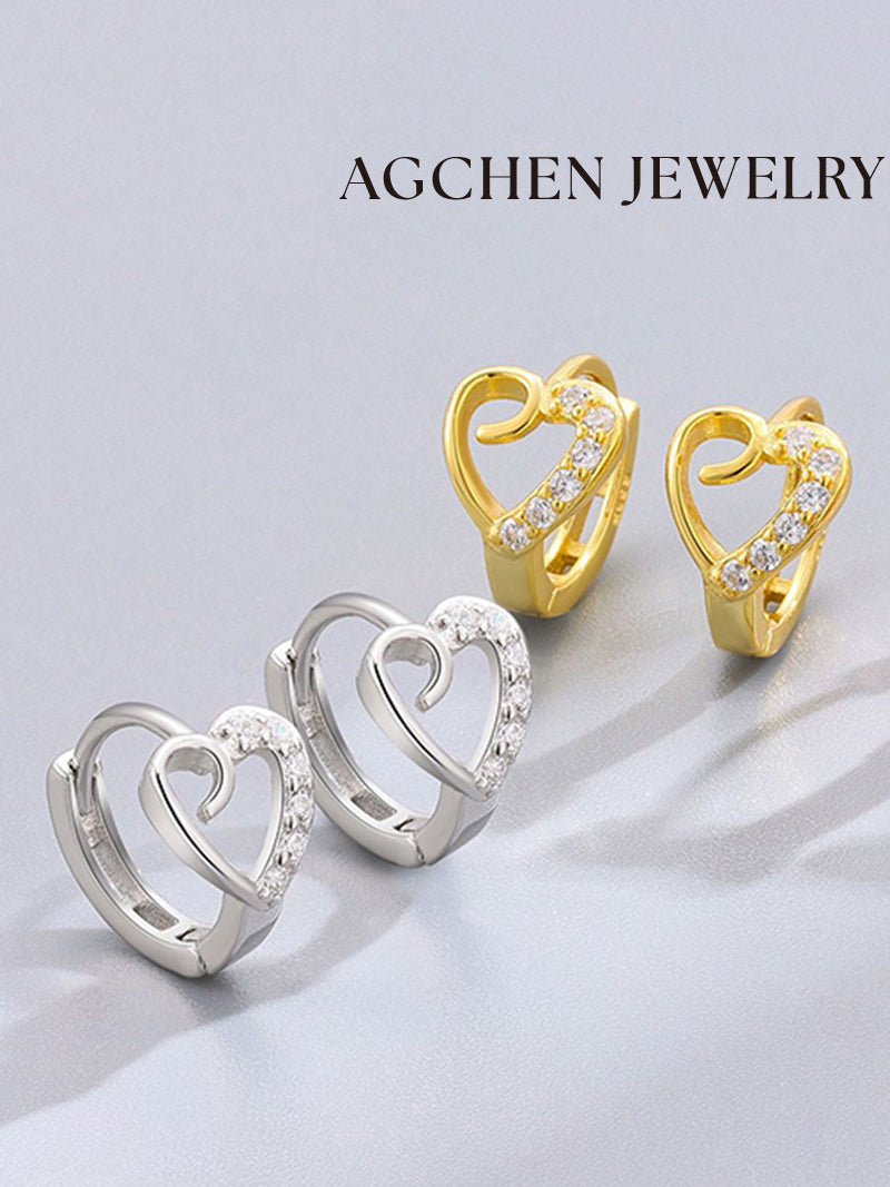 AG Elegant Heart-Shaped Zirconia Earrings